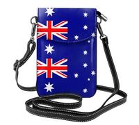 WHJSHOP Small Cell Phone Purse 7.6x4.9in Australian Flag Printing Leather Crossbody Flap Phone Case For Women, Perfect For Walking, Camping Black