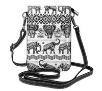 WHJSHOP Small Cell Phone Purse 7.6x4.9in Bohemian Elephant Pattern Printing Leather Crossbody Flap Phone Case For Women, Perfect For Walking, Camping