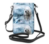 WHJSHOP Small Cell Phone Purse 7.6x4.9in Cool Animal White Polar Bear Printing Leather Crossbody Flap Phone Case For Women, Perfect For Walking, Camping