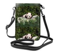 WHJSHOP Small Cell Phone Purse 7.6x4.9in Cute Little Panda Printing Leather Crossbody Flap Phone Case For Women, Perfect For Walking, Camping