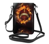 WHJSHOP Small Cell Phone Purse 7.6x4.9in Flaming American Football Printing Leather Crossbody Flap Phone Case For Women, Perfect For Walking, Camping Black