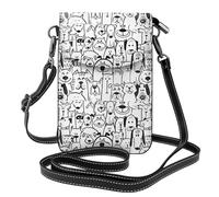 WHJSHOP Small Cell Phone Purse 7.6x4.9in Fun Dog And Sheep Printing Leather Crossbody Flap Phone Case For Women, Perfect For Walking, Camping Black