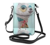 WHJSHOP Small Cell Phone Purse 7.6x4.9in Fun Llama Pattern Printing Leather Crossbody Flap Phone Case For Women, Perfect For Walking, Camping Black