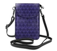 WHJSHOP Small Cell Phone Purse 7.6x4.9in Ghost Swarm Printing Leather Crossbody Flap Phone Case For Women, Perfect For Walking, Camping Black