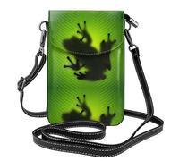 WHJSHOP Small Cell Phone Purse 7.6x4.9in Green Frog Shadow Printing Leather Crossbody Flap Phone Case For Women, Perfect For Walking, Camping