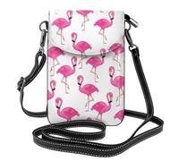WHJSHOP Small Cell Phone Purse 7.6x4.9in Pink Flamingo Printing Leather Crossbody Flap Phone Case For Women, Perfect For Walking, Camping