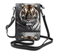 WHJSHOP Small Cell Phone Purse 7.6x4.9in Tiger At Rest Printing Leather Crossbody Flap Phone Case For Women, Perfect For Walking, Camping Black