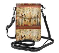 WHJSHOP Small Cell Phone Purse 7.6x4.9in Women In Ancient Egypt Printing Leather Crossbody Flap Phone Case For Women, Perfect For Walking, Camping Black