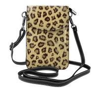 WHJSHOP Small Cell Phone Purse 7.6x4.9in Yellow Leopard Print Printing Leather Crossbody Flap Phone Case For Women, Perfect For Walking, Camping