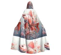 WHJSHOP Small fish in the petals Pattern Halloween Adult Hooded Cloak No Zipper, Comfortable & Durable for Role-Playing