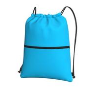 WHJSHOP Solid color light blue Prints Drawstring Zipper Backpack - Lightweight, Waterproof Gym Bag for Travel, Yoga, and Everyday Adventures