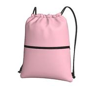 WHJSHOP Solid color pink Prints Drawstring Zipper Backpack - Lightweight, Waterproof Gym Bag for Travel, Yoga, and Everyday Adventures