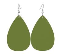 WHJSHOP Solid dark green Prints Dangle Leather Earrings - Chic Water Drop Drops for Festive Style & Everyday Sparkle