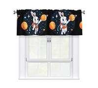 WHJSHOP Space Rabbit in The Universe Prints Cozy Kitchen Window Layer - 54x18 Inch Peach Skin Valance with Filtered Light