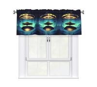 WHJSHOP Spacecraft descend Printing Short Curtains with Valance Rod 54x18in, Light Filtering, Easy Installation for Kitchen, Bathroom, Laundry Room, Studio