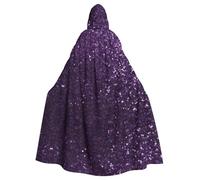 WHJSHOP Sparkling Purple Glitter Prints Adult Hooded Cape Cloak for Halloween, Role-Playing, and Costume Parties