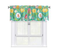 WHJSHOP Spring Happy Easter Holiday Prints Bright & Cozy Kitchen Window Layer - 54x18 Inch Peach Skin Valance for a Welcoming Home