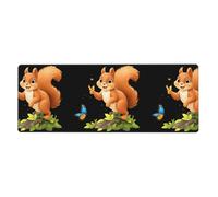 WHJSHOP Squirrel Chasing Butterflies Prints Extra Large Mouse pad, Computer Office Anti Slip Gaming Keyboard Thickened Version 12x31.5in