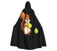WHJSHOP Squirrel holding a big pear Pattern Halloween Adult Hooded Cloak ensuring easy care and long-lasting use