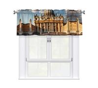 WHJSHOP St Peter's Basilica Printing Short Curtains with Valance Rod 54x18in, Light Filtering, Easy Installation for Kitchen, Bathroom, Laundry Room, Studio