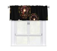 WHJSHOP Starry Dandelion Pattern Short Curtains with Valance Rod 54x18in - Curtain Valance Kitchen Bathroom Laundry Room Studio - Home Decor