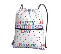 WHJSHOP Stars and Happy Fathers Day Prints Drawstring Zipper Backpack - Lightweight, Waterproof Gym Bag for Travel, Yoga & Hiking