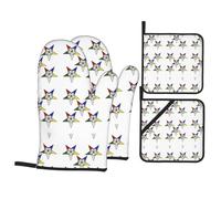WHJSHOP Stars Eastern Stars Prints Kitchen Layers: Waterproof Oven Covers for Safe Handling & Easy Cleanup - 4 Piece Heat Protection Bundle