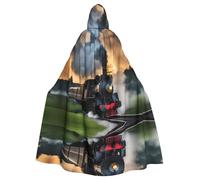 WHJSHOP Steam Train Picture Adult Hooded Cape Cloak for Halloween, Role-playing Costumes, and Theme Parties