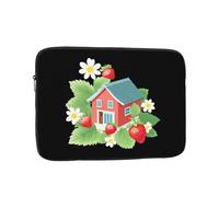 WHJSHOP Strawberry Flowers on The Cottage Pattern Laptop Case - Shockproof Portable Laptop Sleeve Bag for Men and Women Business Travel, School, and Office Use