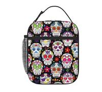 WHJSHOP Sugar Skulls Printing Portable Handheld Insulated Lunch Bag Suitable for Students to Work and Travel