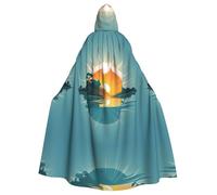 WHJSHOP Sun Reflection Pattern Halloween Adult Hooded Cloak is a super large, comfortable, and durable cloak