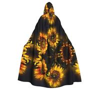 WHJSHOP Sunflowers Painting Prints Hooded Cloak - Long Sleeves, Comfortable Cosplay Layer