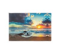 WHJSHOP Sunset beach Prints Quality Table Layers - Heat Resistant Place Mat Covers, Durable 6-Piece Set with Printed Designs