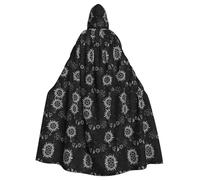 WHJSHOP Supernatural Symbols Black Picture Halloween Adult Hooded Cape Cloak For Role-Playing, Stage Costumes, Parties Easy Care