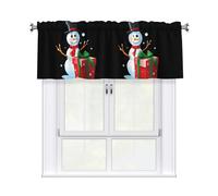 WHJSHOP Surprise Snowman Gift Box Prints Cozy Kitchen Window Layer - 54x18 Inch Peach Skin Valance with Filtered Light