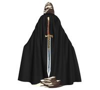 WHJSHOP Sword on the Rock Pattern Halloween Adult Hooded Cloak No Zipper, Comfortable & Durable for Role-Playing