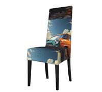 WHJSHOP Take a trip in the car Pattern Protection Cover for Dining Chair - Soft, Comfortable, Wrinkle-Resistant Elastic Fits Most Armless Chairs