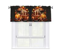 WHJSHOP Thanksgiving Turkey on Pumpkin Car Prints Bright & Cozy Kitchen Window Layer - 54x18 Inch Peach Skin Valance for a Welcoming Home