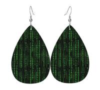 WHJSHOP The Age of the Hacker Prints Teardrop Leather Earrings - Dangle Drop Earrings for Women, Lightweight Fashion Jewelry with Silver-Plated Hooks, Vibrant Colors for Special Occasions