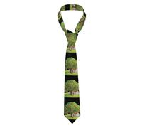 WHJSHOP The apple tree next to the cottage Printing Men's Necktie for Business, Daily Wear, Work, Birthdays, Weddings, Parties, Banquets Easy Care 57X3.1 In