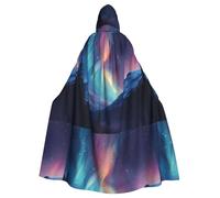 WHJSHOP The beauty of the aurora Prints Adult Hooded Cape Cloak for Halloween, Role-Playing, and Costume Parties