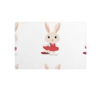 WHJSHOP The Bunny's Beautiful Red Dress Prints Placemats Set of 6 12x18in - Transform Your Table into a Cozy Haven for Memorable Meals