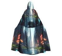 WHJSHOP The City on the Water Pattern Halloween Adult Hooded Cloak No Zipper, Comfortable & Durable for Role-Playing