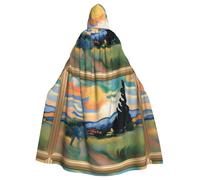 WHJSHOP The Dawn Under Oil Painting Pattern Halloween Adult Hooded Cloak No Zipper, Comfortable & Durable for Role-Playing