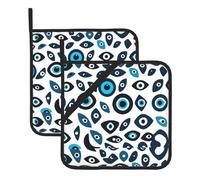 WHJSHOP The Eye of Evil Pattern Square Insulated Pot Mat 2 Pieces Featuring a Convenient Side Hanging Rope for Easy Storage