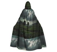 WHJSHOP The first touch of green Pattern Halloween Adult Hooded Cloak is a super large, comfortable, and durable cloak