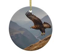 WHJSHOP The Flight of The Golden Eagle Picture Christmas Tree Ceramic Round Hanging -2.9 in Add Atmosphere to The Holiday Party
