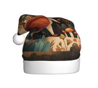 WHJSHOP The hedgehog picking mushrooms Printed Christmas Hat for Adult Soft, Lightweight, and Fluffy Design for Men and Women