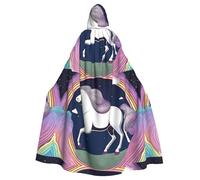 WHJSHOP The Illusion of Unicorn Pattern Halloween Adult Hooded Cloak No Zipper, Comfortable & Durable for Role-Playing