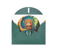 WHJSHOP The little bear on the planet Prints Greeting Card - Premium Pearlescent Paper, Double Sided Pearl Effect, Love Buckle Pearl Paper Envelope